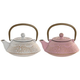Teapot Home ESPRIT White Pink Stainless steel Iron 400 ml (2 Units)