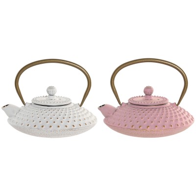 Teapot Home ESPRIT White Pink Stainless steel Iron (2 Units)