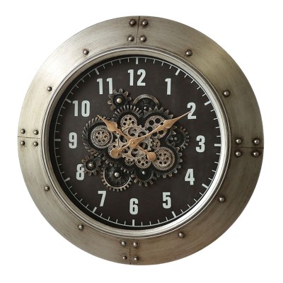 Wall Clock Home ESPRIT Black Silver Crystal Iron Loft 80 x 9 x 80 cm