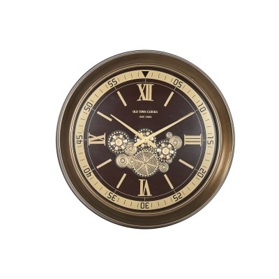 Wall Clock Home ESPRIT Golden Maroon Crystal Iron Glam 100 x 14 x 100 cm
