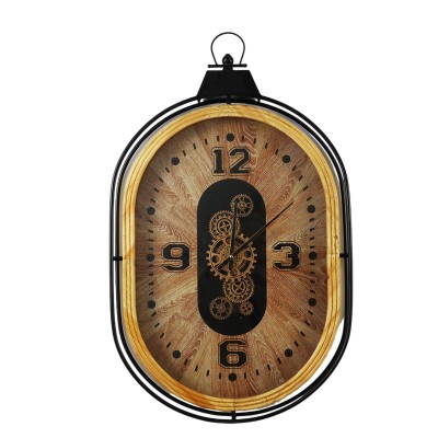 Horloge Murale Home ESPRIT Noir Naturel Verre Fer Loft 56 X 8 X 92 CM