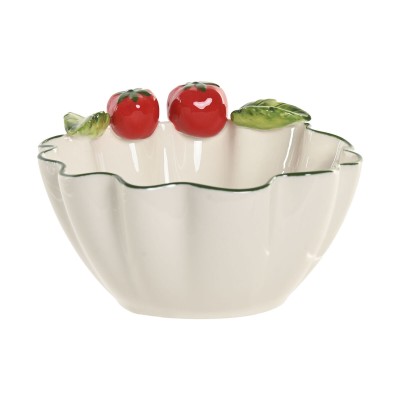 Bowl Home ESPRIT White Red Green Stoneware Mediterranean