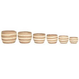 Boîte Décorative Home ESPRIT Crème Naturel Fibre naturelle