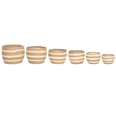 Boîte Décorative Home ESPRIT Crème Naturel Fibre naturelle