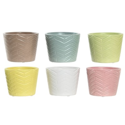 Planter Home ESPRIT Yellow Blue Green Pink Dolomite 12 x 12 x 10 cm (6 Units)
