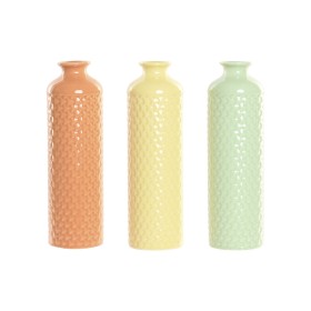 Vase Home ESPRIT Vert Beige Terre cuite Dolomite 9 x 9 x 30 cm (3 Unités)