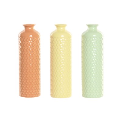 Vase Home ESPRIT Vert Beige Terre cuite Dolomite 9 x 9 x 30 cm (3 Unités)