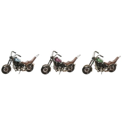 Decorative Figure Home ESPRIT Blue Green Lilac Motorbike Vintage 23 x 8 x 11 cm (3 Units)