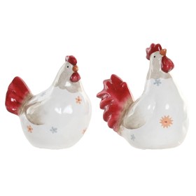 Decorative Figure Home ESPRIT White Red Chicken 14,5 X 23 X 23,5 CM (2 Units)