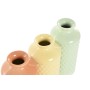 Vase Home ESPRIT Vert Beige Gris Terre cuite Dolomite 9 x 9 x 19 cm (3 Unités)