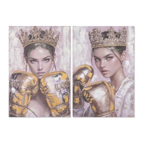 Toile Home ESPRIT Rose Doré Gant de boxe 60 x 3 x 90 cm (2 Unités)