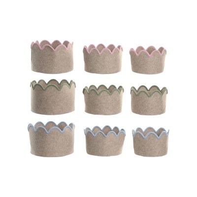 Basket set Home ESPRIT Blue Green Beige Pink Children's 30 x 30 x 20 cm (3 Pieces) (3 Units)