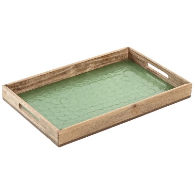 Plateau Home ESPRIT Vert Naturel Bois de manguier 43,5 X 27 X 4,5 CM