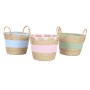 Panier décoratif Home ESPRIT Bleu Vert Rose Naturel Enfant 36 x 36 x 37 cm (3 Unités)