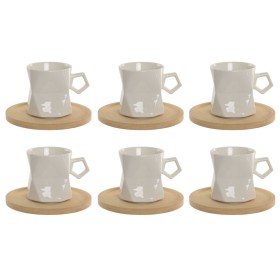 Set of 6 Cups with Plate Home ESPRIT White Porcelain 180 ml