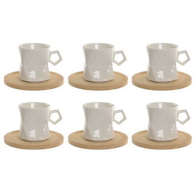 Set of 6 Cups with Plate Home ESPRIT White Porcelain 180 ml