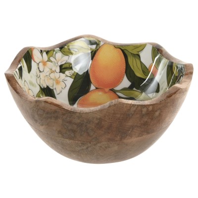 Bol pour Apéritifs Home ESPRIT Multicouleur Bois de manguier Laqué 15 x 15 x 6,5 cm