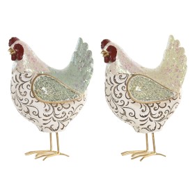 Decorative Figure Home ESPRIT Green Chicken (2 Units)
