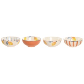 Bowl Home ESPRIT Yellow Blue White Orange Aluminium Stoneware Lemon Mediterranean With relief (4 Units)