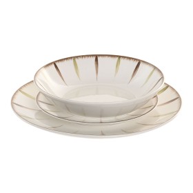 Assiettes Home ESPRIT Blanc Vert Porcelaine 18 Pièces