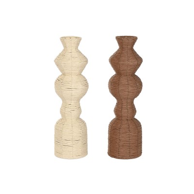 Vase Home ESPRIT Marron Naturel Urbaine 20 x 20 x 70 cm (2 Unités)