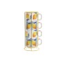 Ensemble de tasses à café Home ESPRIT Jaune Bleu Blanc Orange Métal Dolomite 260 ml