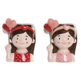 Cache-pot Home ESPRIT Rouge Rose Céramique chica Urbaine 12 x 9 x 16 cm (2 Unités)