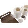 Ensemble de tasses à café Home ESPRIT Blanc Brun foncé Bambou Porcelaine 240 ml 6 Pièces