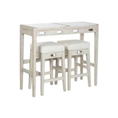 Ensemble Table + Chaises Home ESPRIT Blanc Naturel 112 x 40 x 96 cm