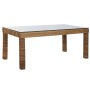 Dining Table Home ESPRIT Natural Tempered Glass Fibre Teak 180 x 90 x 77 cm