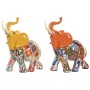 Decorative Figure Home ESPRIT Yellow Multicolour Orange Elephant 16 x 7 x 17 cm (2 Units)
