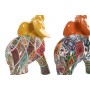 Decorative Figure Home ESPRIT Yellow Multicolour Orange Elephant 16 x 7 x 17 cm (2 Units)
