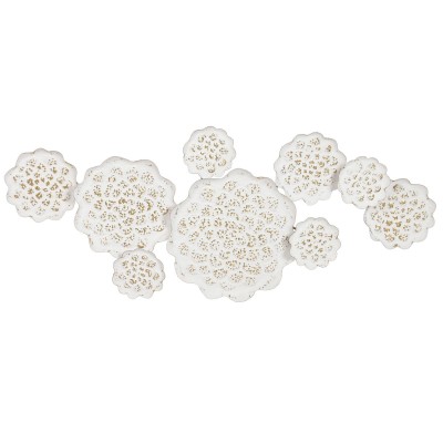 Decorative Figure Home ESPRIT White Golden Flower Stripped 137 X 11 X 56,5 CM