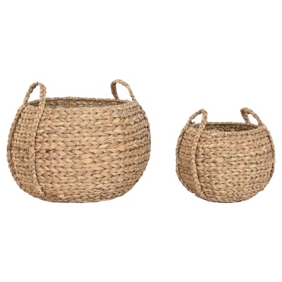 Decorative basket Home ESPRIT Natural Water hyacinth Seagrass (2 Pieces)