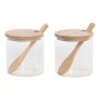 Sucrier Home ESPRIT Naturel Bambou Verre 21,5 X 10,5 X 10 CM 2 Pièces