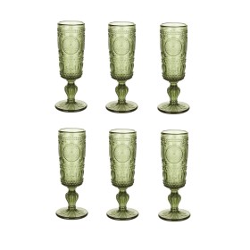 Set of cups Home ESPRIT Green Crystal 135 ml (6 Units)