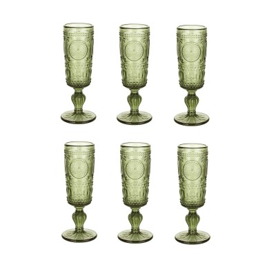 Set de Verres Home ESPRIT Vert Verre 135 ml (6 Unités)