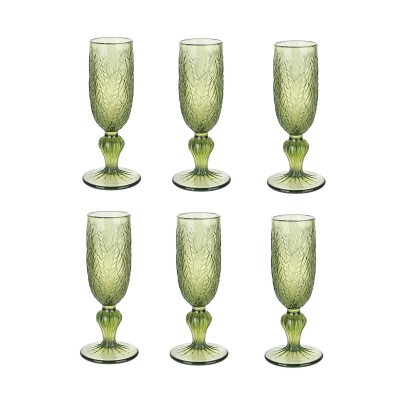 Set of cups Home ESPRIT Green Crystal 160 ml (6 Units)