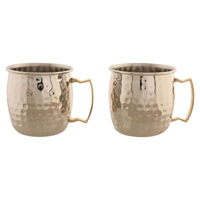 2 Piece Mug Set Home ESPRIT Golden Silver Loft 480 ml (2 Units)