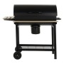 Barbecue à Charbon avec Couvercle et Roulettes DKD Home Decor Noir Naturel Bois Métal Acier 108 x 71 x 103 cm