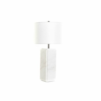 Lampe de bureau DKD Home Decor Blanc Polyester Métal Marbre 220 V 50 W (33 x 33 x 65 cm)