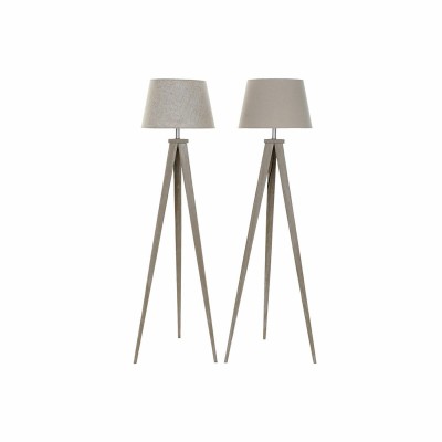 Floor Lamp DKD Home Decor 40 x 40 x 154 cm Beige Metal Cream Plastic 220 V 25 W 60 W Pinewood (2 Units)