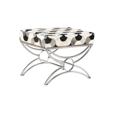 Coffre de Rangement DKD Home Decor Argenté Noir Acier Cuir Blanc (53 x 40 x 43 cm)