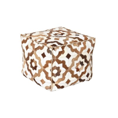 Pouf DKD Home Decor Blanc Marron 45 x 45 x 40 cm