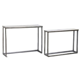 Jeu de 2 tables Home ESPRIT Blanc Multicouleur Argenté 107 x 30 x 81 cm 108 x 30 x 79 cm