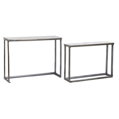 Jeu de 2 tables Home ESPRIT Blanc Multicouleur Argenté 107 x 30 x 81 cm 108 x 30 x 79 cm