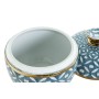 Potiche Home ESPRIT Bleu Doré Aluminium Porcelaine 18,5 x 18,5 x 20 cm