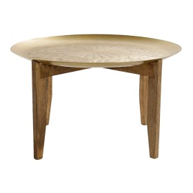 Centre Table Home ESPRIT Golden Natural Brass Mango wood 75 x 75 x 44 cm