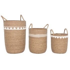 Set de basket Home ESPRIT Blanc Naturel Herbier marin Boho (3 Pièces)