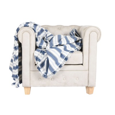Blanket Home ESPRIT Blue Grey Stripes